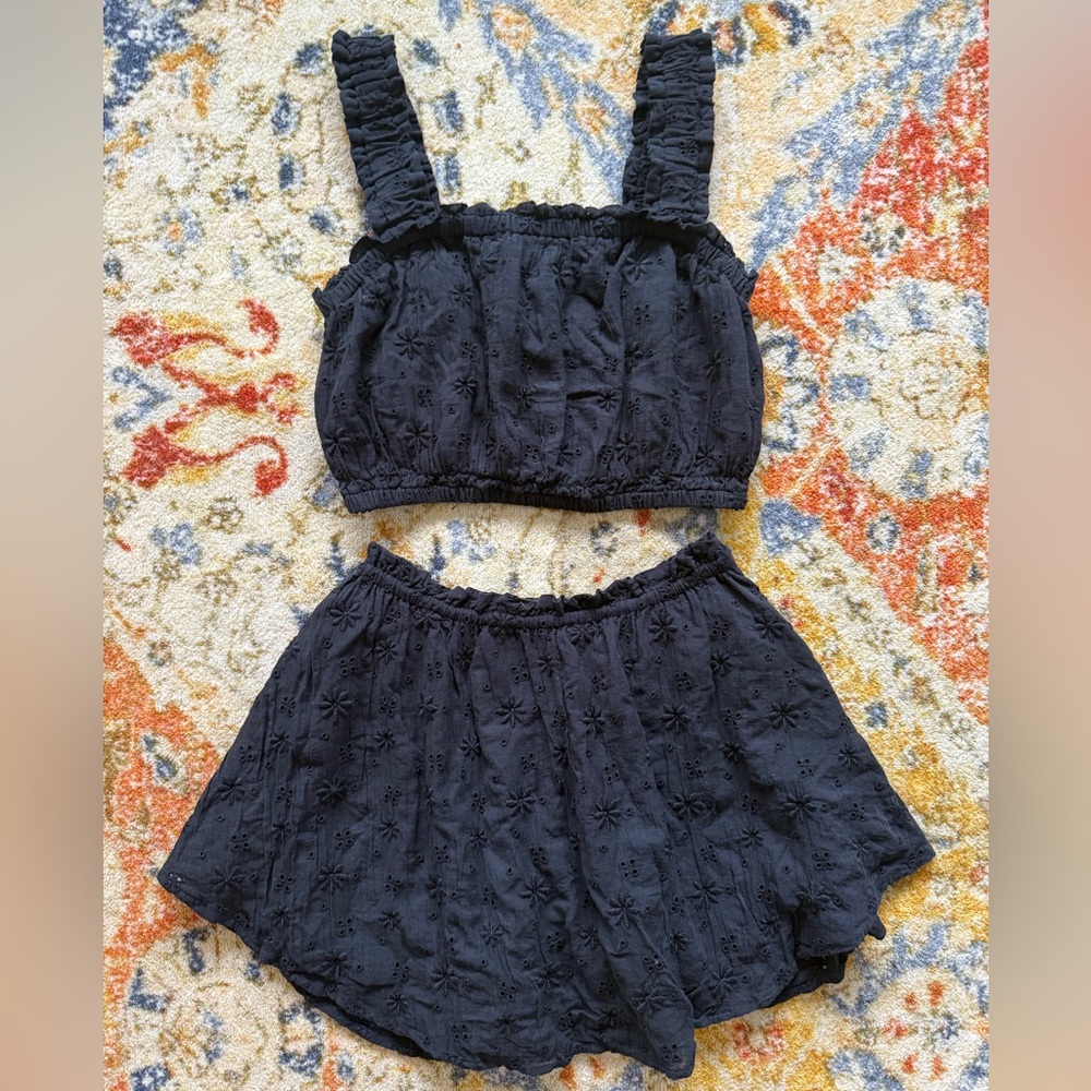 Aerie black eyelet set
